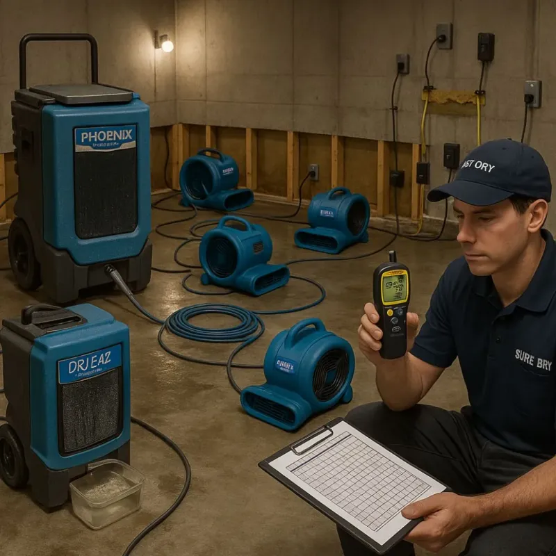 Structural Drying and Dehumidification process in Bellaire, TX
